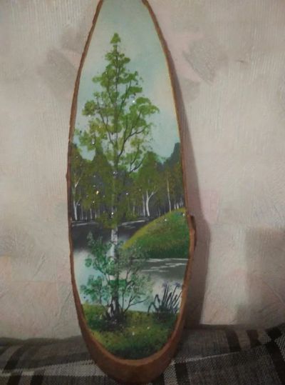 Лот: 6518950. Фото: 1. Картина на срезе дерева из Уральских... Другое (картины, панно)