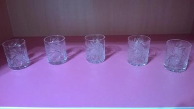 Лот: 7056244. Фото: 1. 5 хрустальных рюмок. Рюмки, стопки