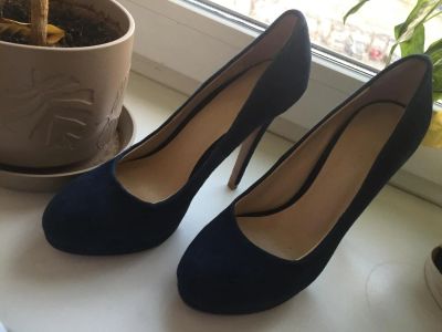 Лот: 10612615. Фото: 1. туфли женские замшевые синие туфли. Туфли