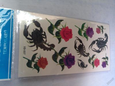 Лот: 5614319. Фото: 1. Наклейка, тату "скорпион и розы... Разное