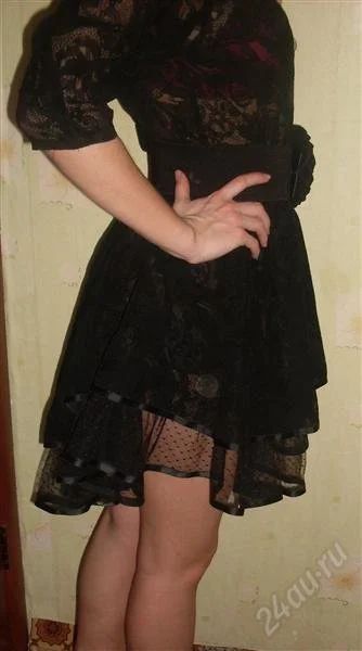 Лот: 1579822. Фото: 1. Черное ажурное платье. Платья