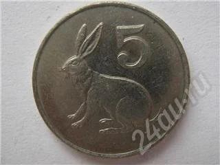 Лот: 237536. Фото: 1. Зимбабве. 5 центов 1989г. Африка