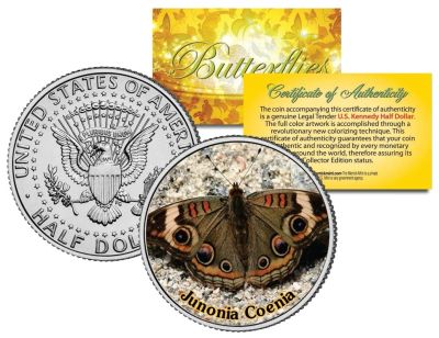 Лот: 10293547. Фото: 1. 50 центов США Бабочка Antheraea... Америка