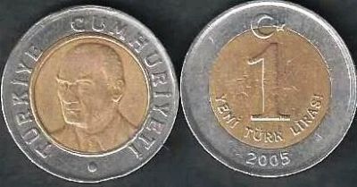 Лот: 10757188. Фото: 1. 1 лира 2005 г. Турция . Азия