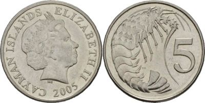 Лот: 18734515. Фото: 1. Каймановы острова 5 центов 2005. Америка