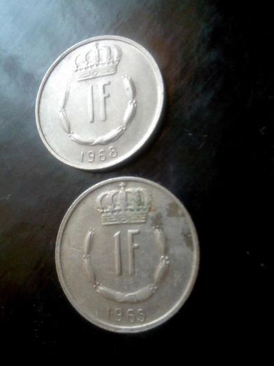 Лот: 9350886. Фото: 1. 1 франк 1968 и 1965 года Люксембург. Европа