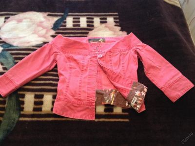 Лот: 5815009. Фото: 1. Курточка розовая джинса. Пиджаки, жилеты
