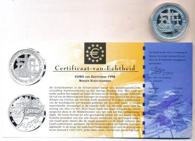 Лот: 5919826. Фото: 1. Австрия 25 евро 1998 Венская сокровищница... Европа