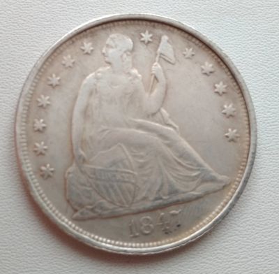 Лот: 12736860. Фото: 1. США. 1 доллар 1847 года. Копия. Америка