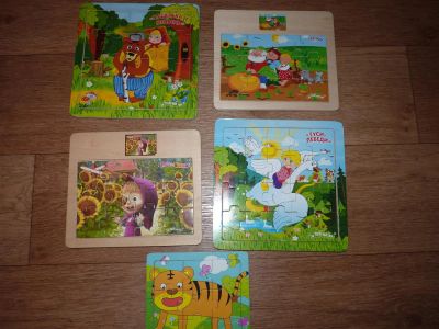 Лот: 3579754. Фото: 1. Пазлы деревяные. Одним лотом... Пазлы