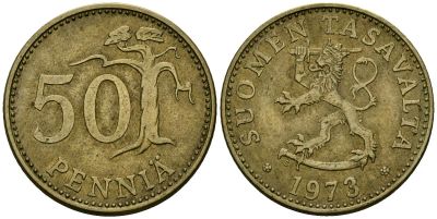 Лот: 21055812. Фото: 1. Финляндия. 50 пенни 1973 год. Европа