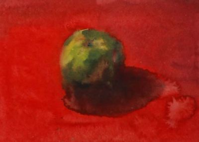 Лот: 20864525. Фото: 1. "Яблоко на красном фоне" Валерия... Картины, гравюры