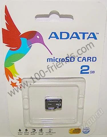 Лот: 1941882. Фото: 1. Карта памяти Micro SD 2Gb "A-Data... Карты памяти