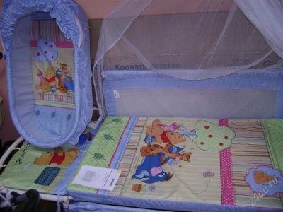 Лот: 886846. Фото: 1. кроватка с люлькой голубенькая... Детские кровати и кроватки