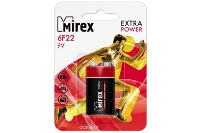 Лот: 25888743. Фото: 1. Батарейка MIREX 6F22 / Крона 9V... Батарейки, аккумуляторы, элементы питания