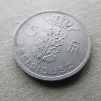 Лот: 22178263. Фото: 1. Монета 5 пять франк Бельгия 1950... Европа