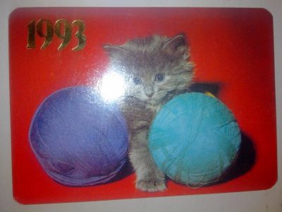 Лот: 6071271. Фото: 1. Карманный Календарик 1993г с котенком. Календари