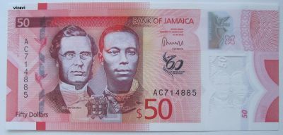 Лот: 21234833. Фото: 1. Ямайка 50 долларов 2022. 60 лет... Америка