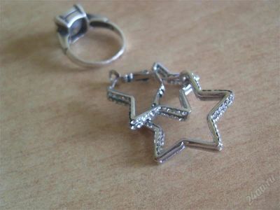 Лот: 1296488. Фото: 1. серьги звезды с кристалликами... Серьги, каффы