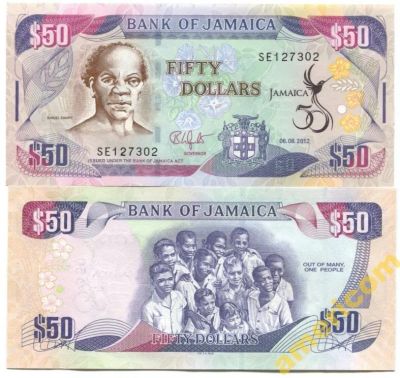 Лот: 5831808. Фото: 1. Ямайка 50 долларов 2012 года UNC... Америка
