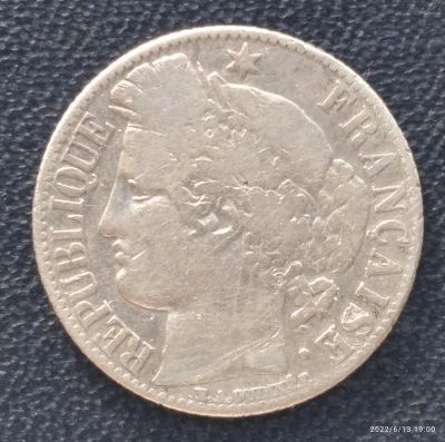 Лот: 19152729. Фото: 1. 1 франк 1872 Франция Серебро. Европа