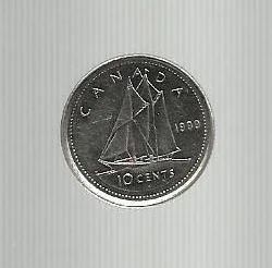 Лот: 9452572. Фото: 1. Канада 10 центов 1999 г. Америка