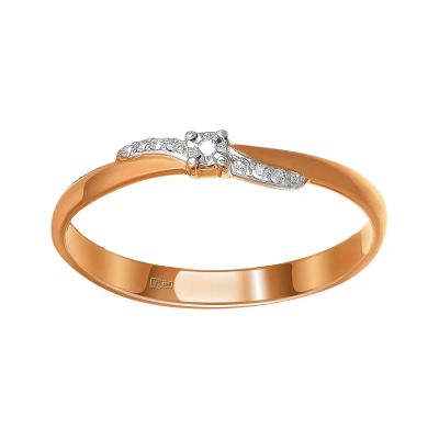 Лот: 23824336. Фото: 1. Золотое кольцо с бриллиантами. Кольца, перстни