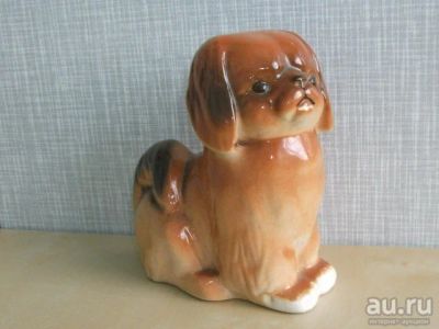 Лот: 9441373. Фото: 1. Статуэтка собака Пекинес клеймо... Фарфор, керамика