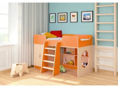 Лот: 3437188. Фото: 1. Детская кровать Л-2. Цвет: оранж... Детские кровати и кроватки