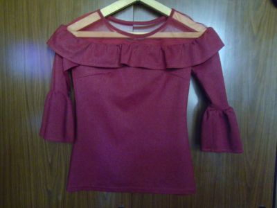 Лот: 20977885. Фото: 1. Блузка нарядная бордовая, р-р... Блузы, рубашки