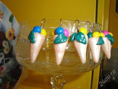 Лот: 299700. Фото: 1. Изделия из полимерной глины серьги... Серьги, каффы