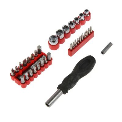 Лот: 25879663. Фото: 1. Отвертка с набором бит и головок... Наборы инструмента