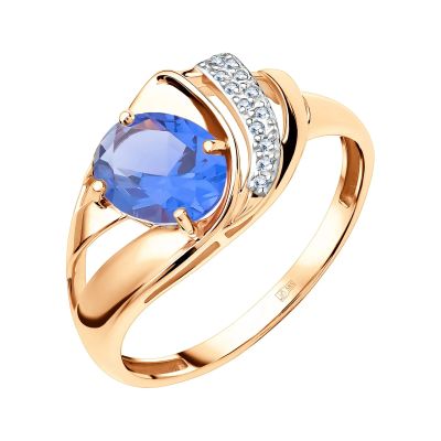 Лот: 23824343. Фото: 1. Золотое кольцо с танзанитом и... Кольца, перстни