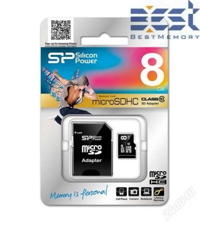 Лот: 1900966. Фото: 1. Флеш карта microSDHC 8Gb Class10... Карты памяти