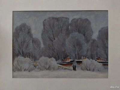 Лот: 16422094. Фото: 1. Картина «Зима в Затоне» художник-график... Другое (предметы интерьера)