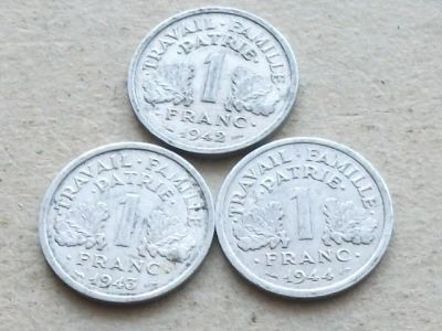 Лот: 19865891. Фото: 1. Монета 1 франк один Франция 1942... Европа