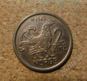 Лот: 1315826. Фото: 1. Тетерев на бронзовой монете Норвегии... Европа
