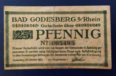 Лот: 19685366. Фото: 1. Германия нотгельд 25 пфеннингов... Частные выпуски, копии банкнот