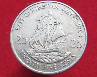 Лот: 11876352. Фото: 1. Монета № 20740 Карибские острова. Остальные страны