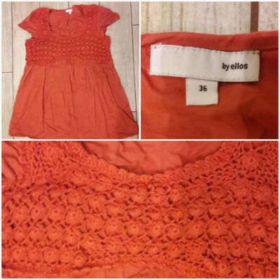 Лот: 9347477. Фото: 1. Футболка, кофта оранжевая с вязаными... Футболки, топы и майки