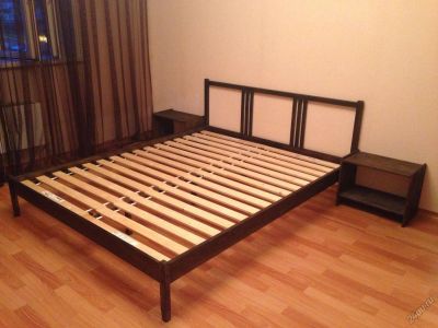 Лот: 5750141. Фото: 1. Двуспальная кровать IKEA + реечное... Кровати