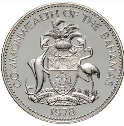 Лот: 14974540. Фото: 1. 10 долларов 1978. Багамы. Серебро... Америка