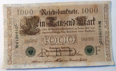 Лот: 20232533. Фото: 1. Германия (Кайзер) 1000 марок 1910... Германия и Австрия