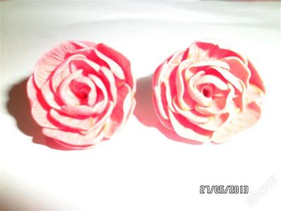 Лот: 2852581. Фото: 1. Серьги "Пионы" №1. Бижутерия ручной работы