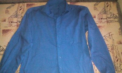 Лот: 8127265. Фото: 1. Рубаха синяя длиный рукав. Рубашки, блузки, водолазки