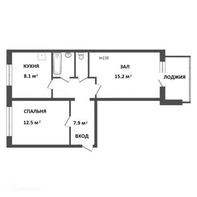 Лот: 24561270. Фото: 1. 2-к.квартира, 48кв .м, 2/5, ленинградка... Квартиры, студии