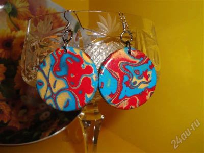 Лот: 329392. Фото: 1. Изделия из полимерной глины,серьги... Серьги, каффы