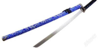 Лот: 2948020. Фото: 1. Меч-катана, ножны обтянуты синей... Оружие