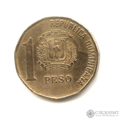 Лот: 21576824. Фото: 1. Монета 1 Peso Republica Dominicana... Остальные страны