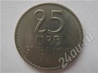 Лот: 237552. Фото: 1. Швеция. 25 орэ 1963г. С 1 рубля... Европа